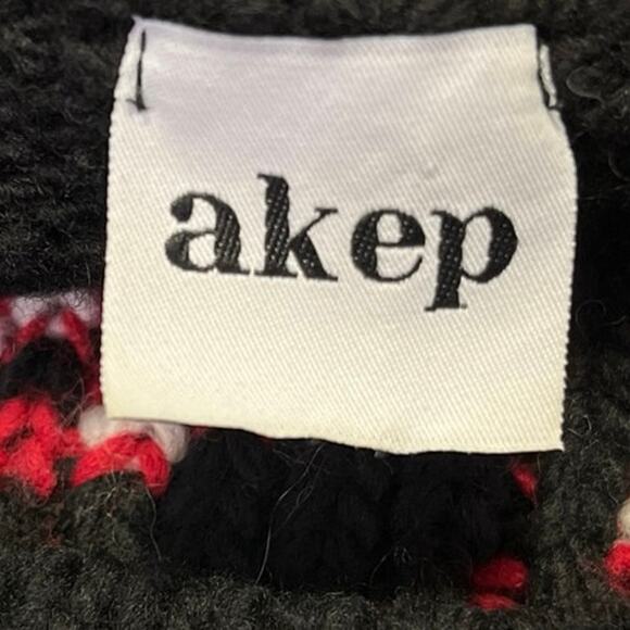 Akep Black Wool Knitted Bird Print Long Sleeve Pullover Mini Sweater Dress S/M - Picture 4 of 6